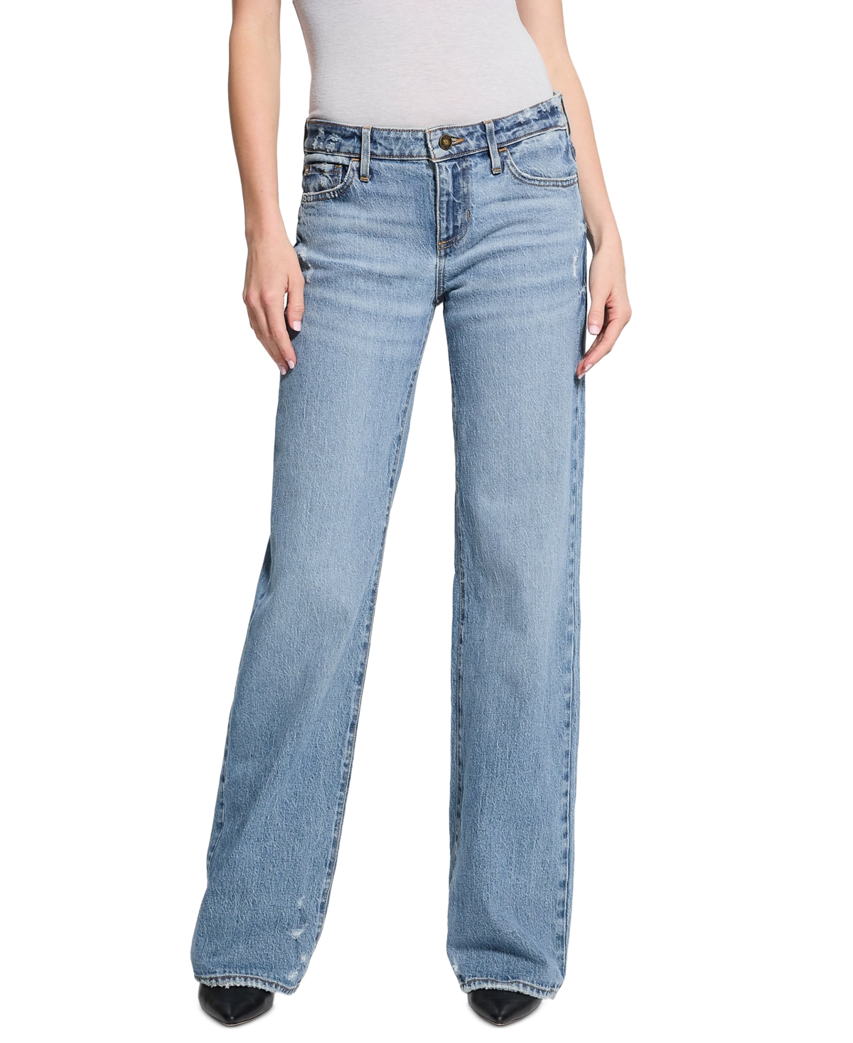 Shop Guess Women's Low-rise Slouchy-fit Wide-leg Jeans In Good News
