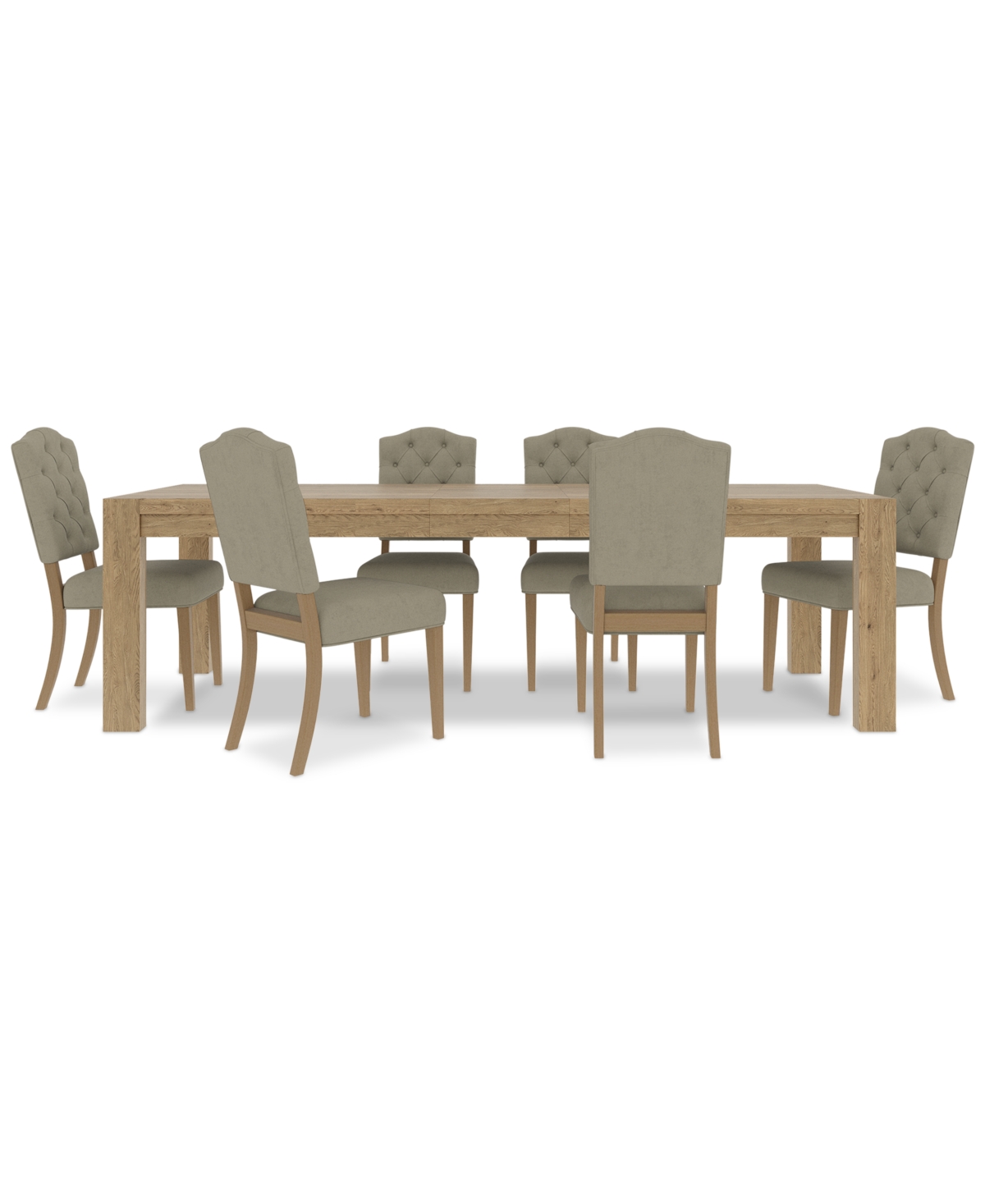MACY'S 7PC DINING SET (DAVIE RECTANGULAR TABLE & 6 JESILYN CHAIRS) 