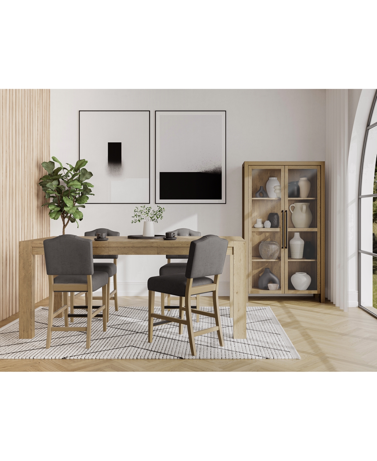 Macy's 5pc Counter Height Dining Set (davie Rectangular Table & 4 Jesilyn Stools) In Slate