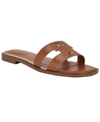 Women's Terenz Logo Strap Flat Slide Sandals