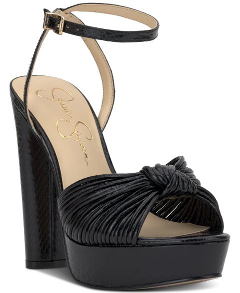 Женские сандалии Jessica Simpson Immie Platform Dress Sandals, цвет: Чёрный металлик змеиный