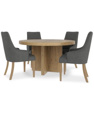 5pc Dining Set (Davie Round Table & 4 Nelin Chairs)