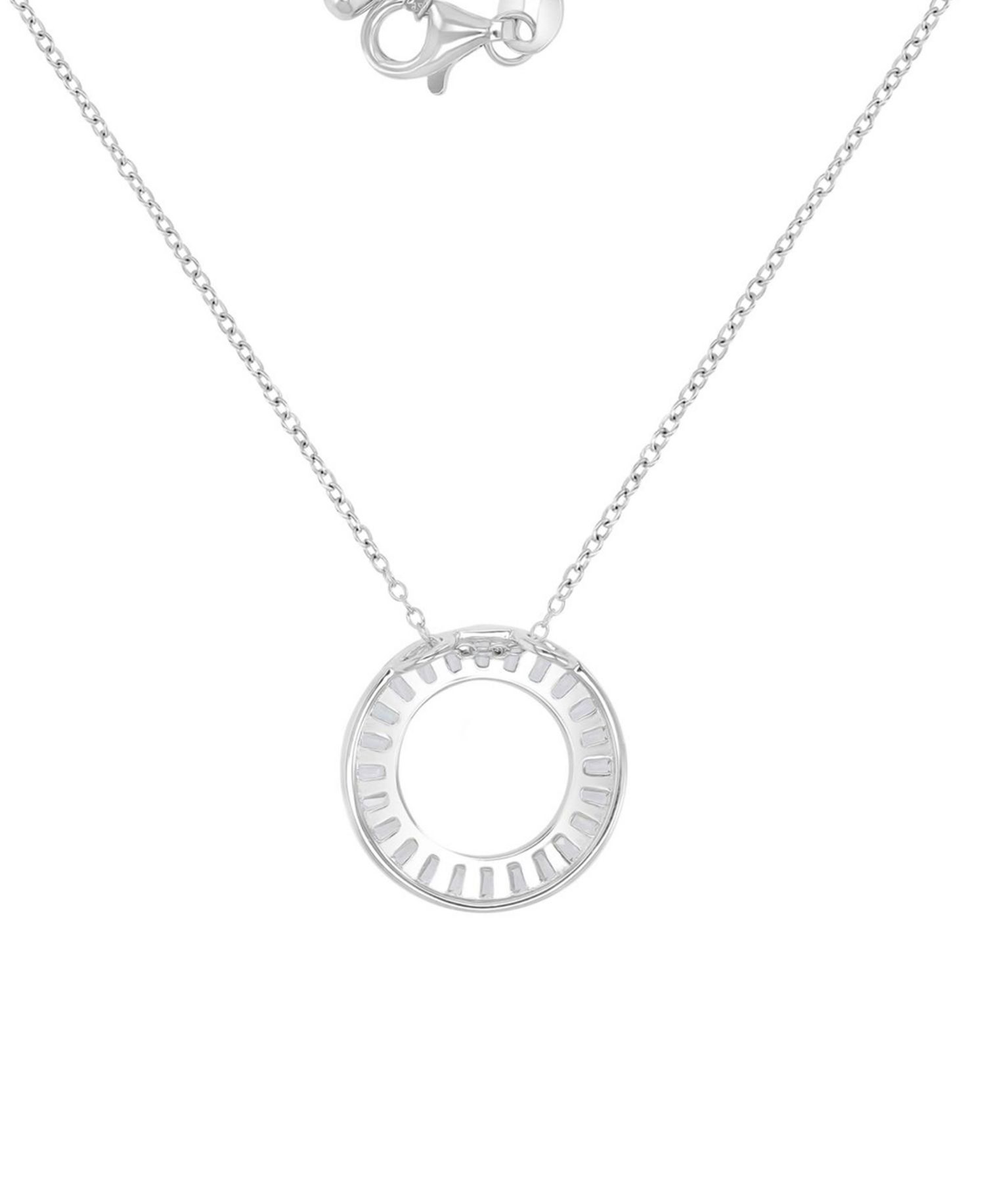 Cubic Zirconia Open Circle Pendant Necklace in Sterling Silver