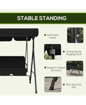3-Seat Outdoor Patio Swing w/ Canopy & Cushion, 2