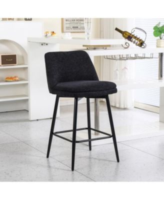  Set of 2  Upholstered, Metal Legs   25.6", 360° Swivel  Counter Height Stools