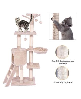 56'' Cat Tree Kitten Pet Play House Furniture Condo Scratching Posts Ladder