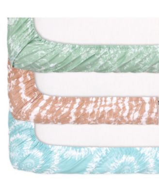 Pack n Play, Mini Crib, Portable Crib or Fitted Playard Sheets for Baby Girl, Boho Tie Dye, 3 Pack Set