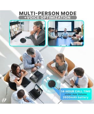 Portable Conference Speakerphone - Wireless Bluetooth Streaming with USB-C, AUX Cable, and Omni-Directional Microphone
