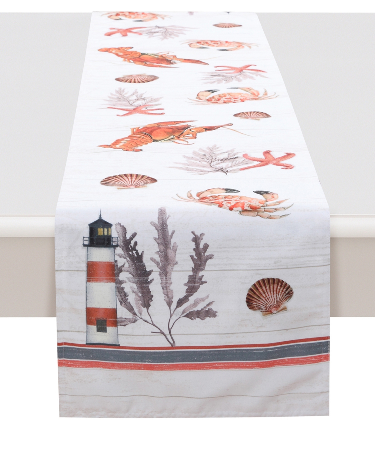 Laural Home Seafood Shack Table Runner, 13" X 90" In Red