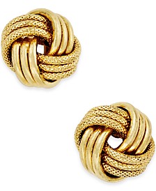 Italian Textured Love Knot Rosetta Stud Earrings Real 10K Yellow White Gold 