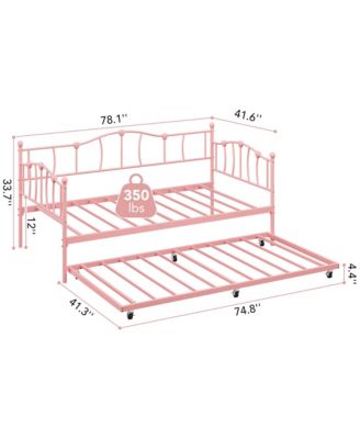 Metal Daybed with Trundle Bed, Twin Size Day Bed with Premium Metal Frame