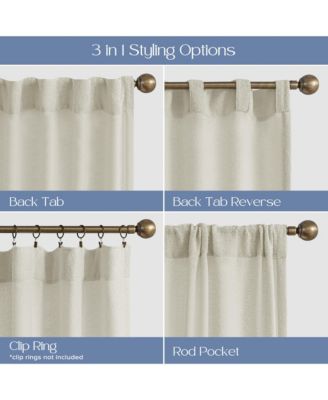 Boucle Light Filtering Back Tab Single Curtain Panel, 52"X96"