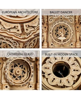 3D Wooden Puzzles Delicate Box, DIY Model Kits, Romantic Gift Toy, Beige, 5.3"5.3"5.5