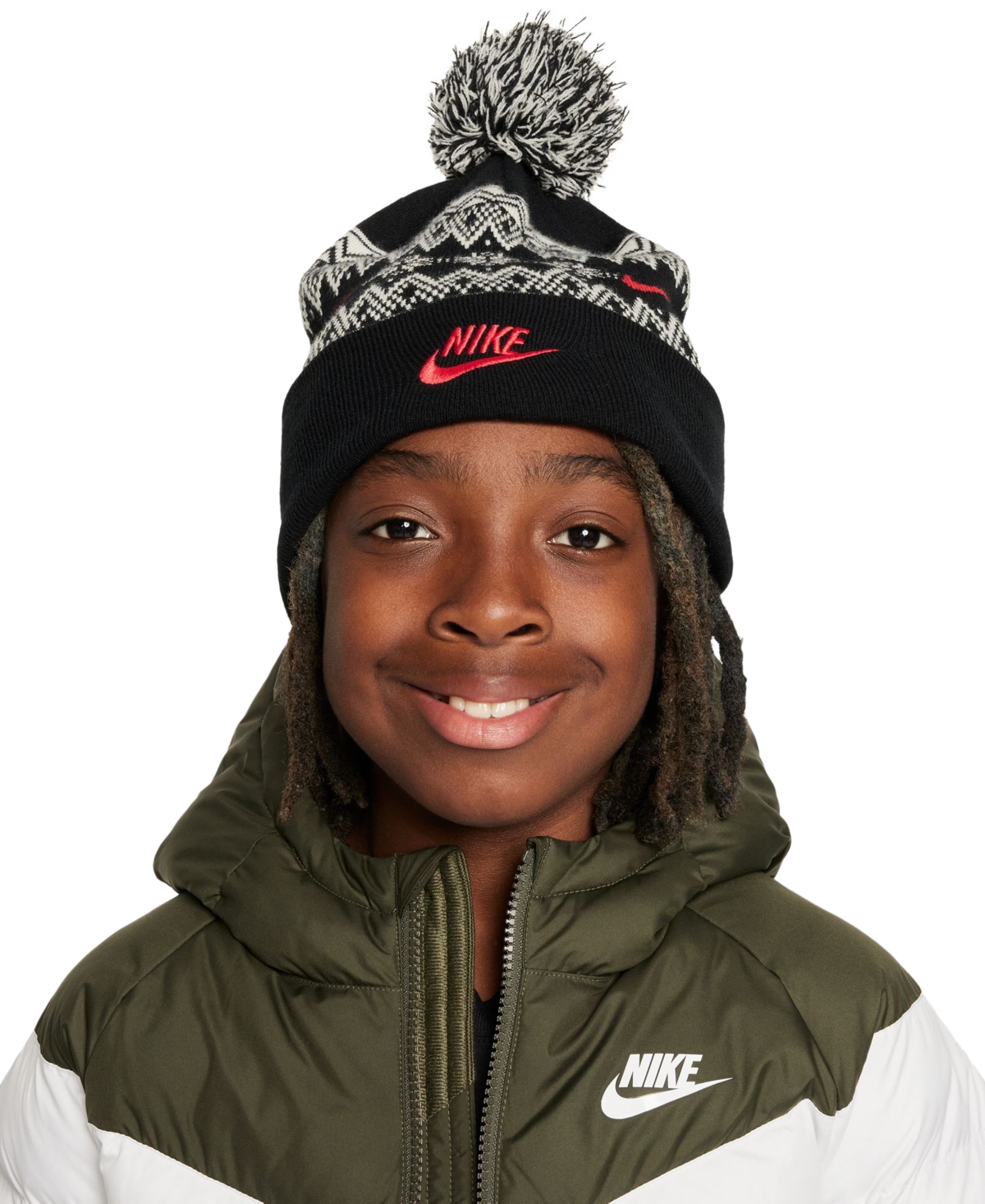 Nike Big Kids Peak Pom Beanie In Black,unvr