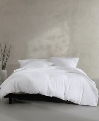 Washed Texture Solid Cotton Jacquard 3 Piece Duvet Cover Set, King