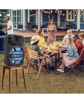 12" Portable Bluetooth PA Speaker System - Karaoke Speaker with DJ LED Lights, USB/FM/BT/Aux, Remote Control