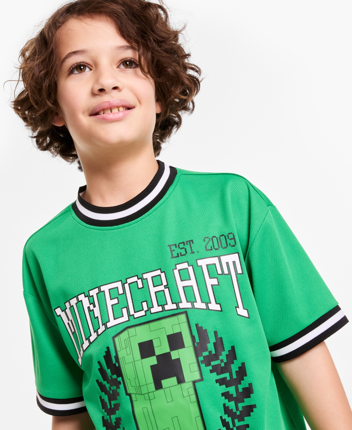 Minecraft Little & Big Boys Team Creeper Soccer Jersey Shirt In Green