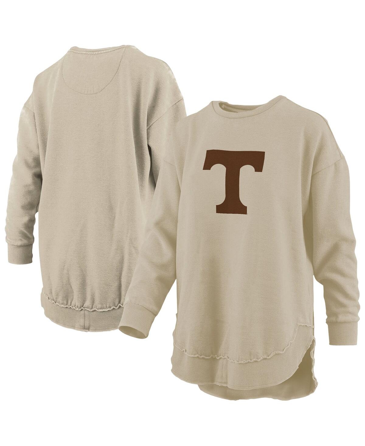 PRESSBOX WOMEN'S TAN TENNESSEE VOLUNTEERS PONCHO FLEECE PULLOVER SWEATSHIRT 
