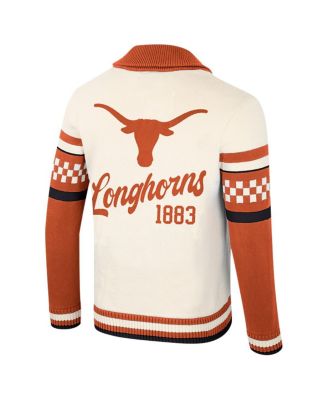 Women's Cream Texas Longhorns Wild Collective Button-Up Jacquard Sweater