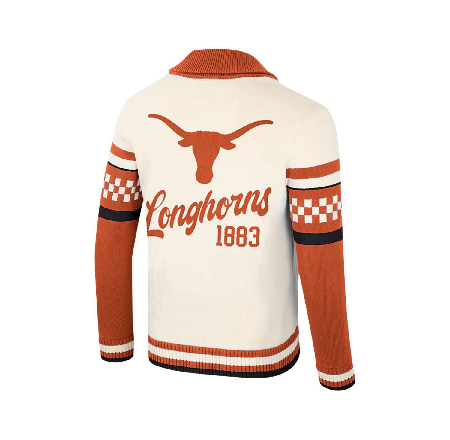 Women's Cream Texas Longhorns Wild Collective Button-Up Jacquard Sweater