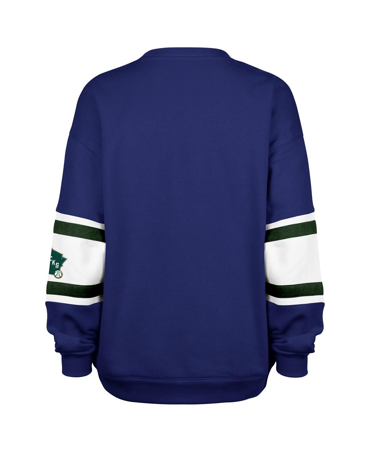 47 BRAND WOMEN'S ROYAL MILWAUKEE BUCKS 2024/25 CITY EDITION STEADFAST PANELED PULLOVER SWEATSHIRT 