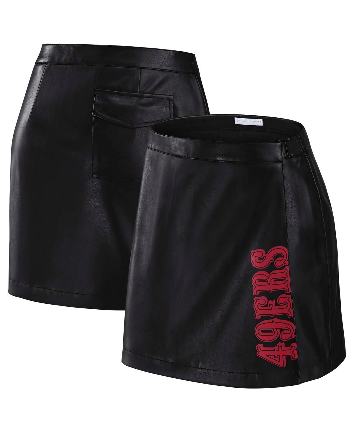 x Gracie Hunt Women's Black San Francisco 49ers Wrap Skirt - Black