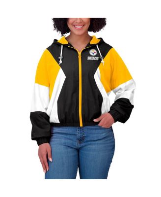 Women's Black Pittsburgh Steelers Color Block Full-Zip Windbreaker Jacket