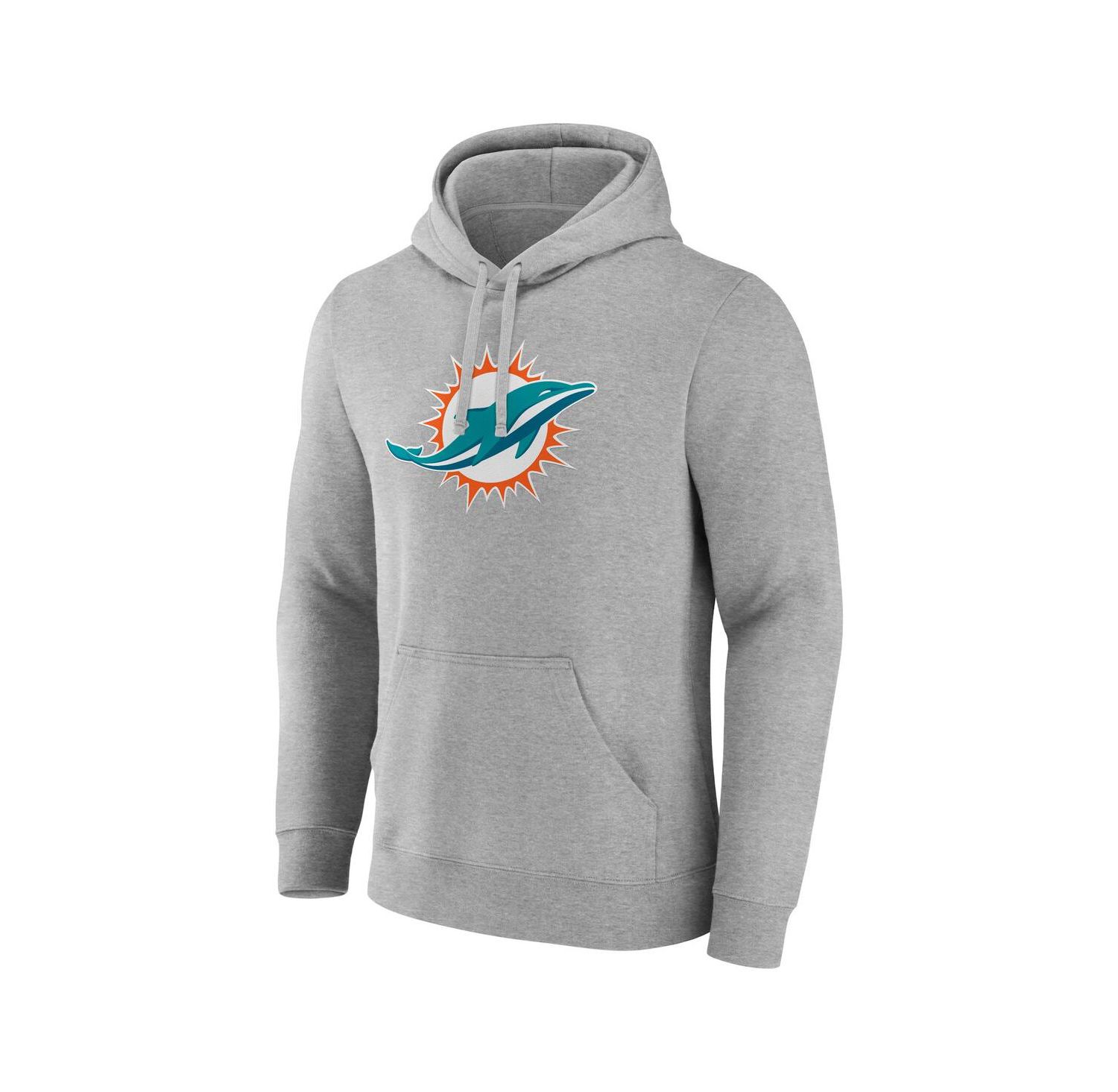Men's Heather Gray Miami Dolphins Deliver Fleece Pullover Hoodie