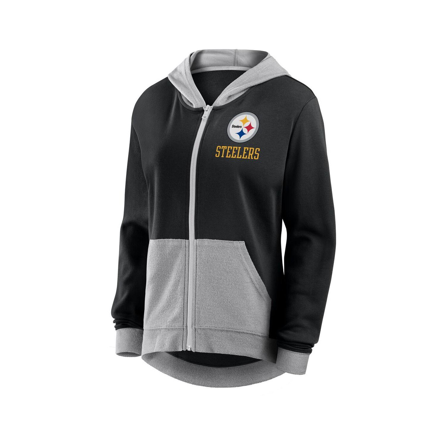 Women's Black Pittsburgh Steelers Hit It French Terry Full-Zip Hoodie