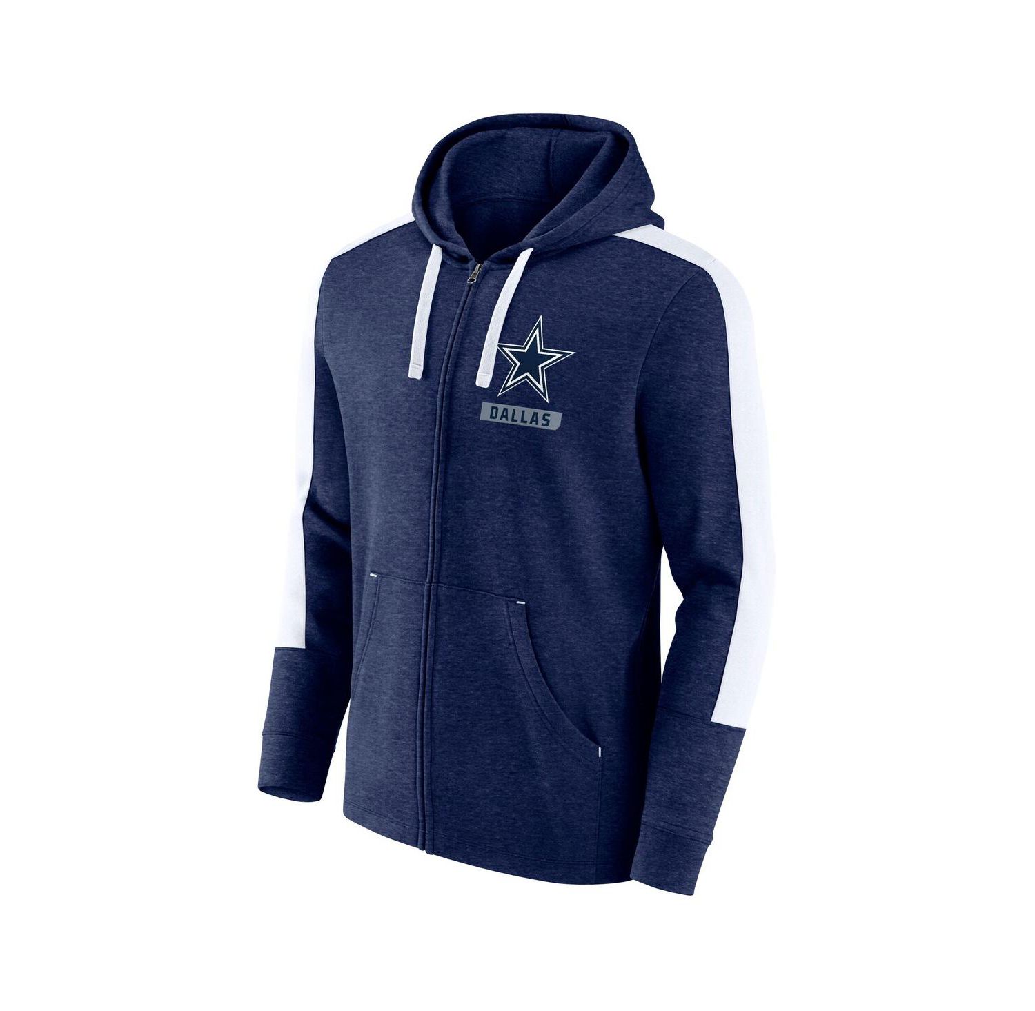 Men's Heather Navy White Dallas Cowboys Gains Full-Zip Hoodie