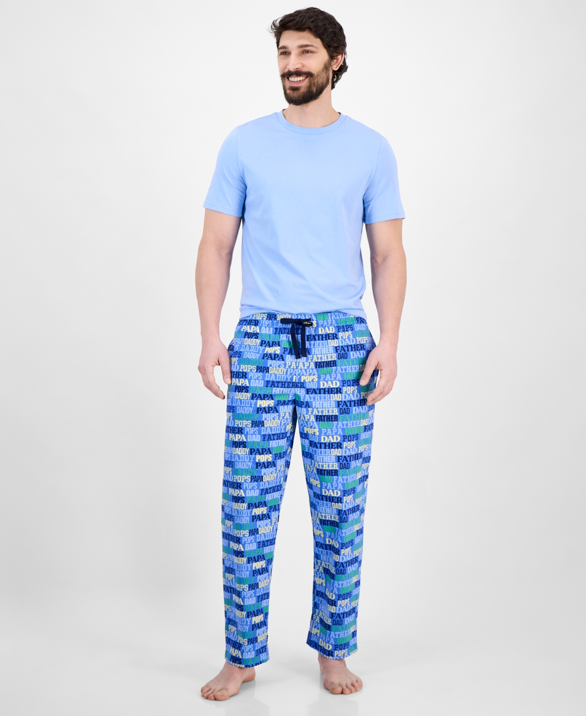 Men's Number One Dad Pajama Set, Exclusively at Macy's - Blue/Yellow