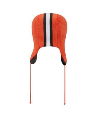 Men's Orange Cleveland Browns Helmet Head Trapper Knit Hat