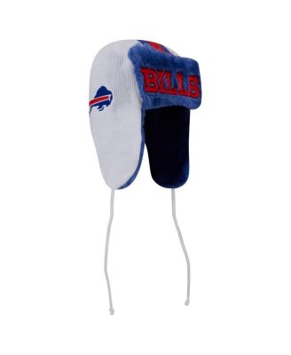 Men's White Buffalo Bills Helmet Head Trapper Knit Hat