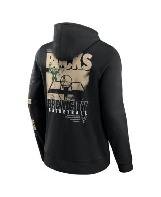 Men's Black Milwaukee Bucks Game Time Crossover Pullover Hoodie