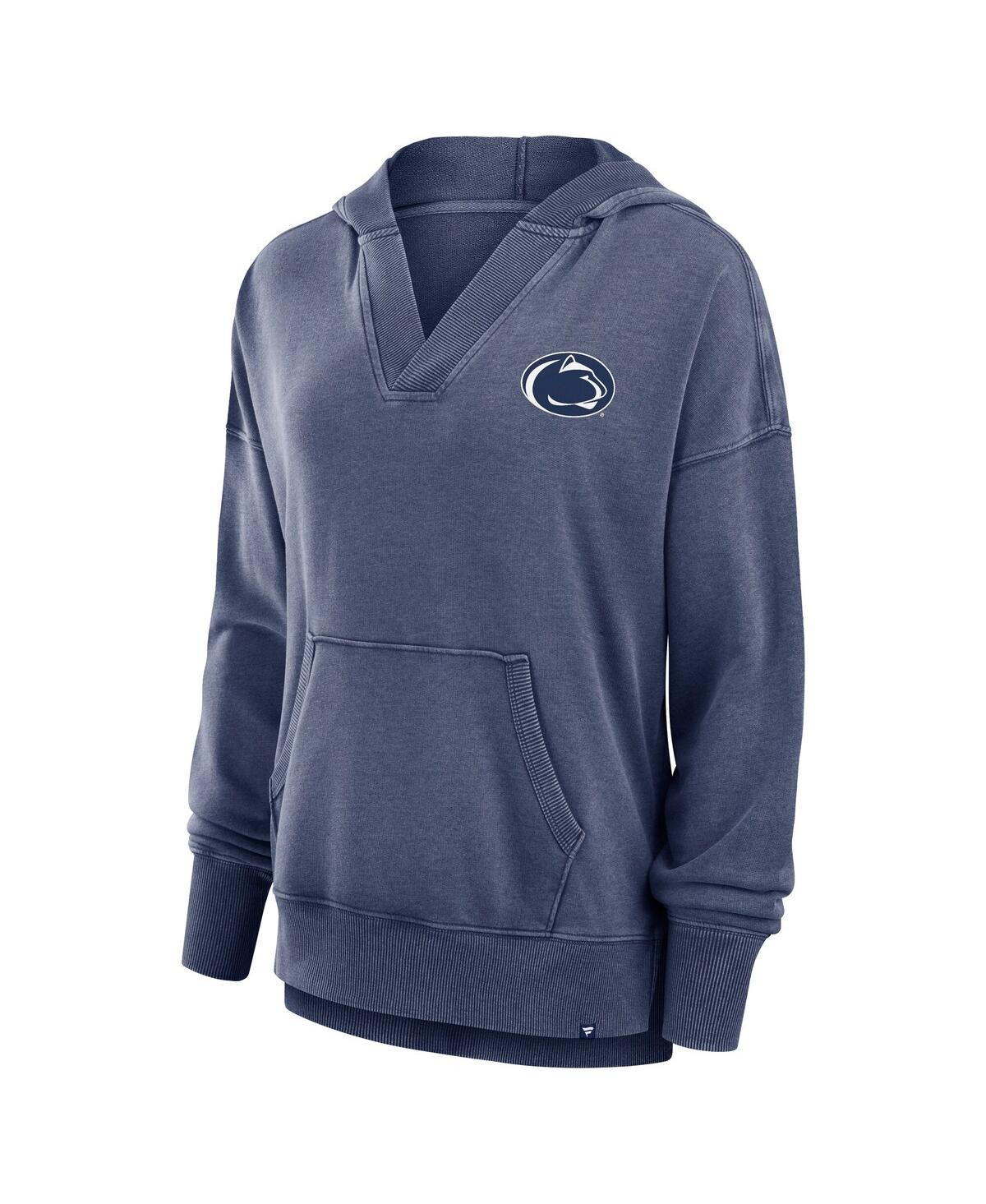 Fanatics Women's Navy Penn State Nittany Lions Initiative Snow Wash French Terry V-neck Pullover Hoodie In Navy