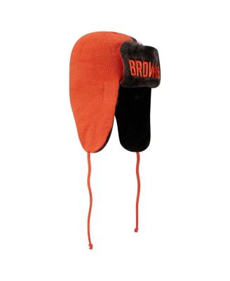 Men's Orange Cleveland Browns Helmet Head Trapper Knit Hat