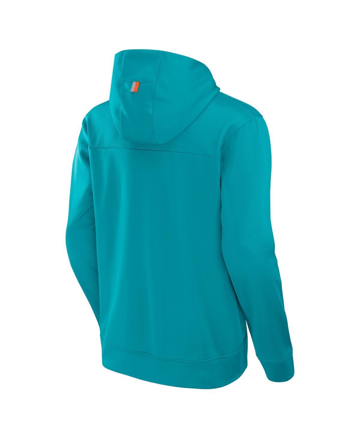 Fanatics Men's Aqua Miami Dolphins Defender Pullover Hoodie In Aqua,orange