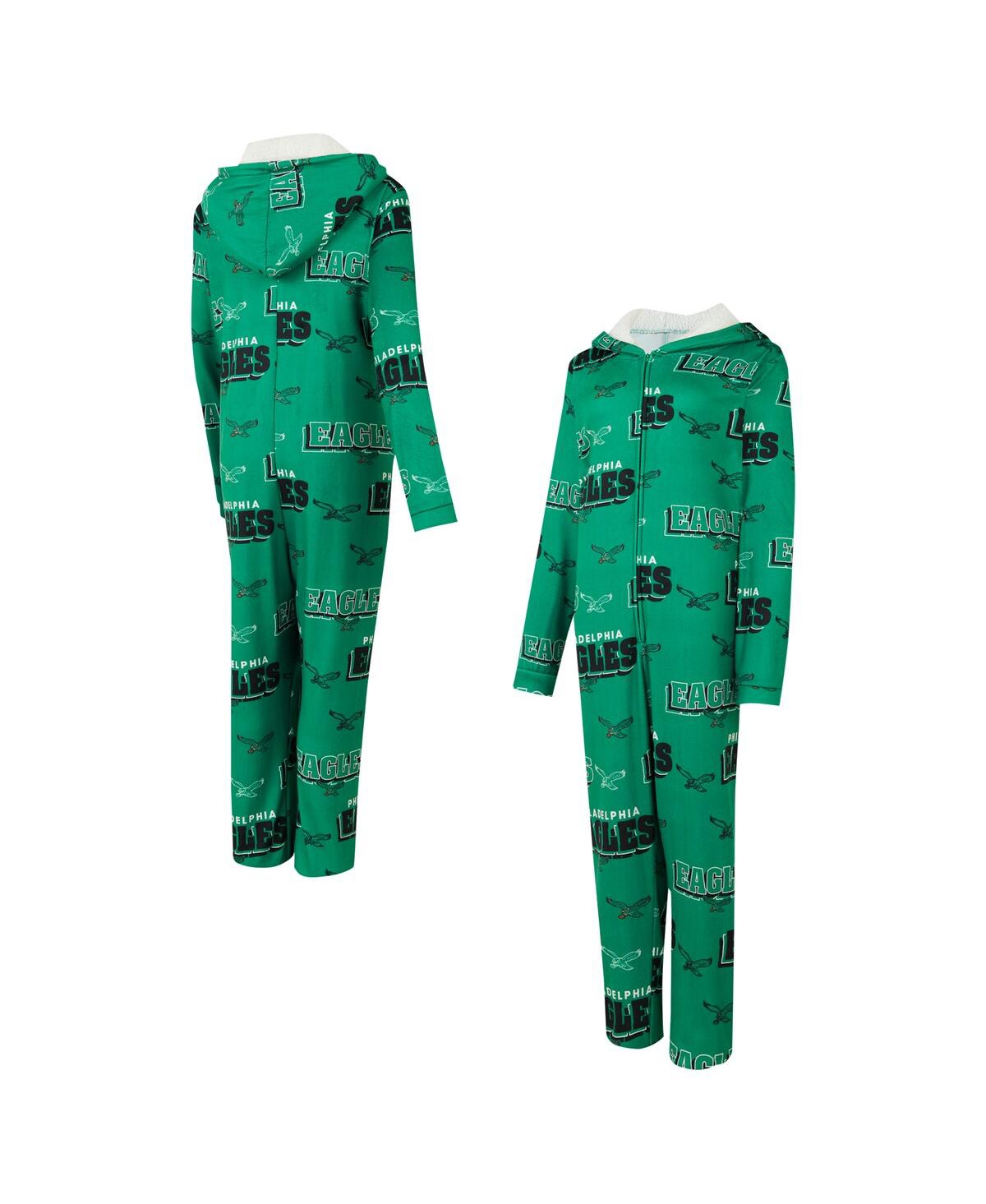 Concepts Sport Kelly Green Philadelphia Eagles Throwback Roadway Allover Print Microfleece Full-zip  In Kelly Green