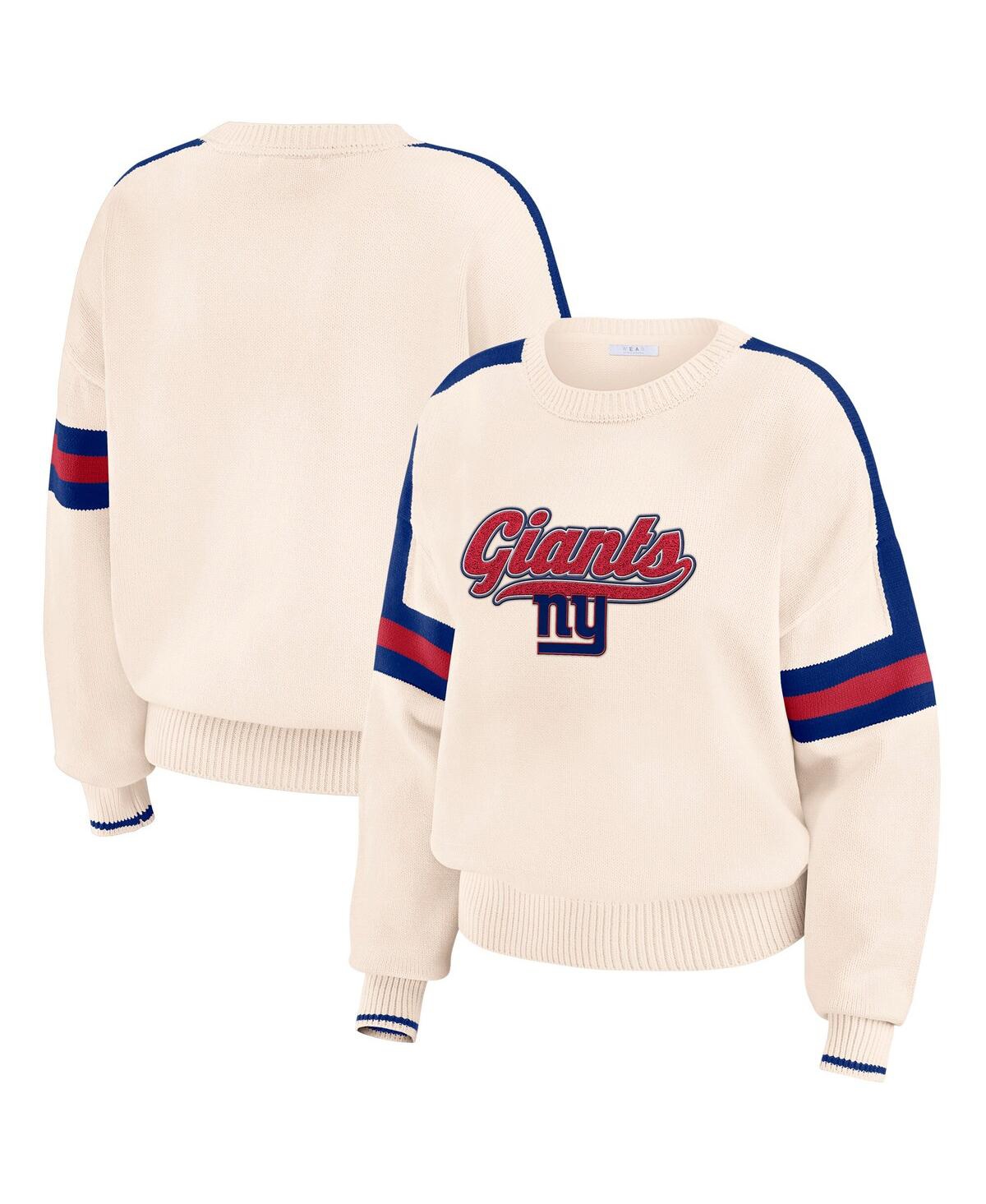 Wear by Erin Andrews Women's Cream New York Giants Stripe Pullover Sweater - Cream