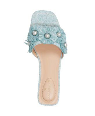 Women's Marcell Flower Raffia Flat Slide Sandals