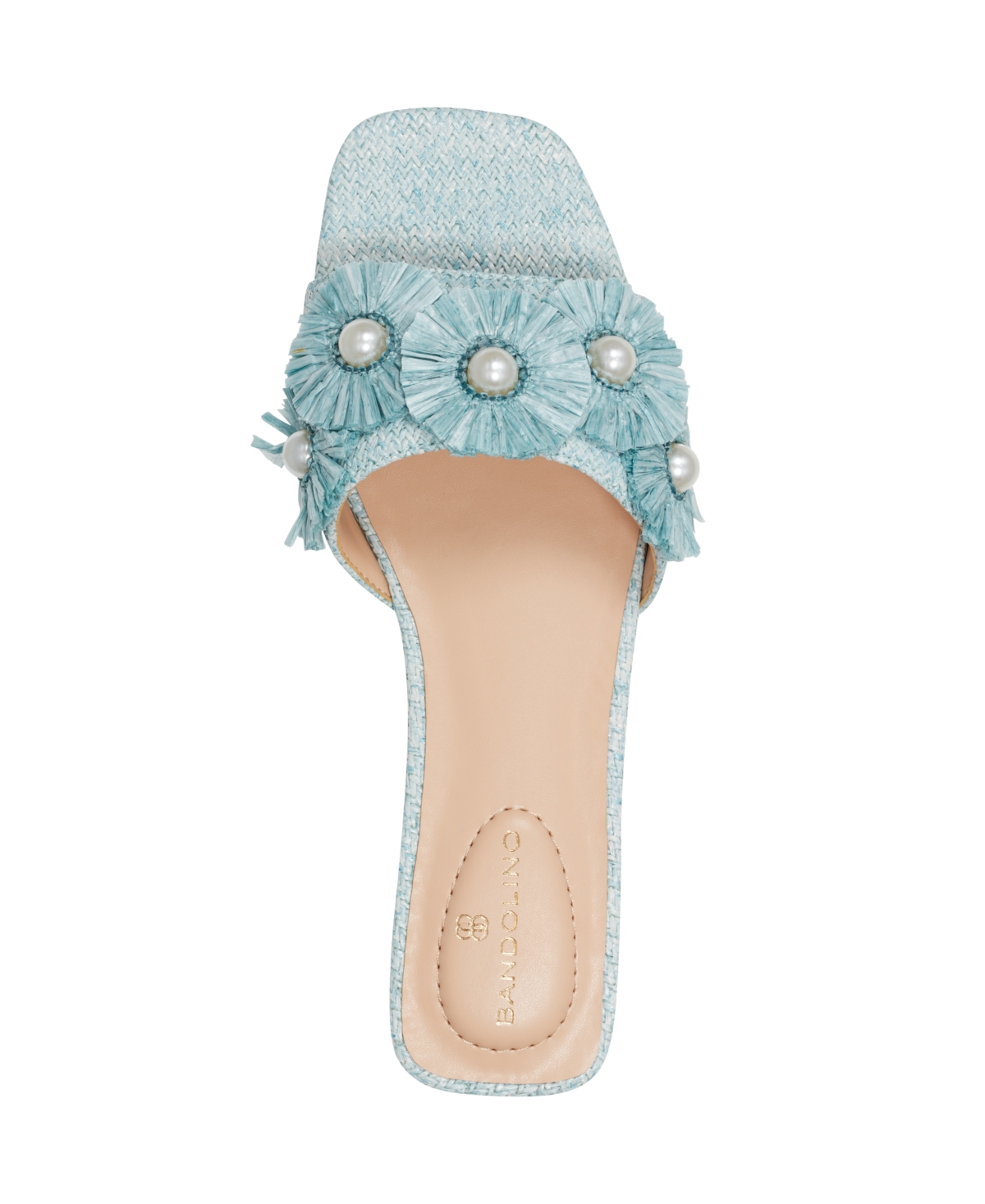 Shop Bandolino Women's Marcell Flower Raffia Flat Slide Sandals In Light Blue