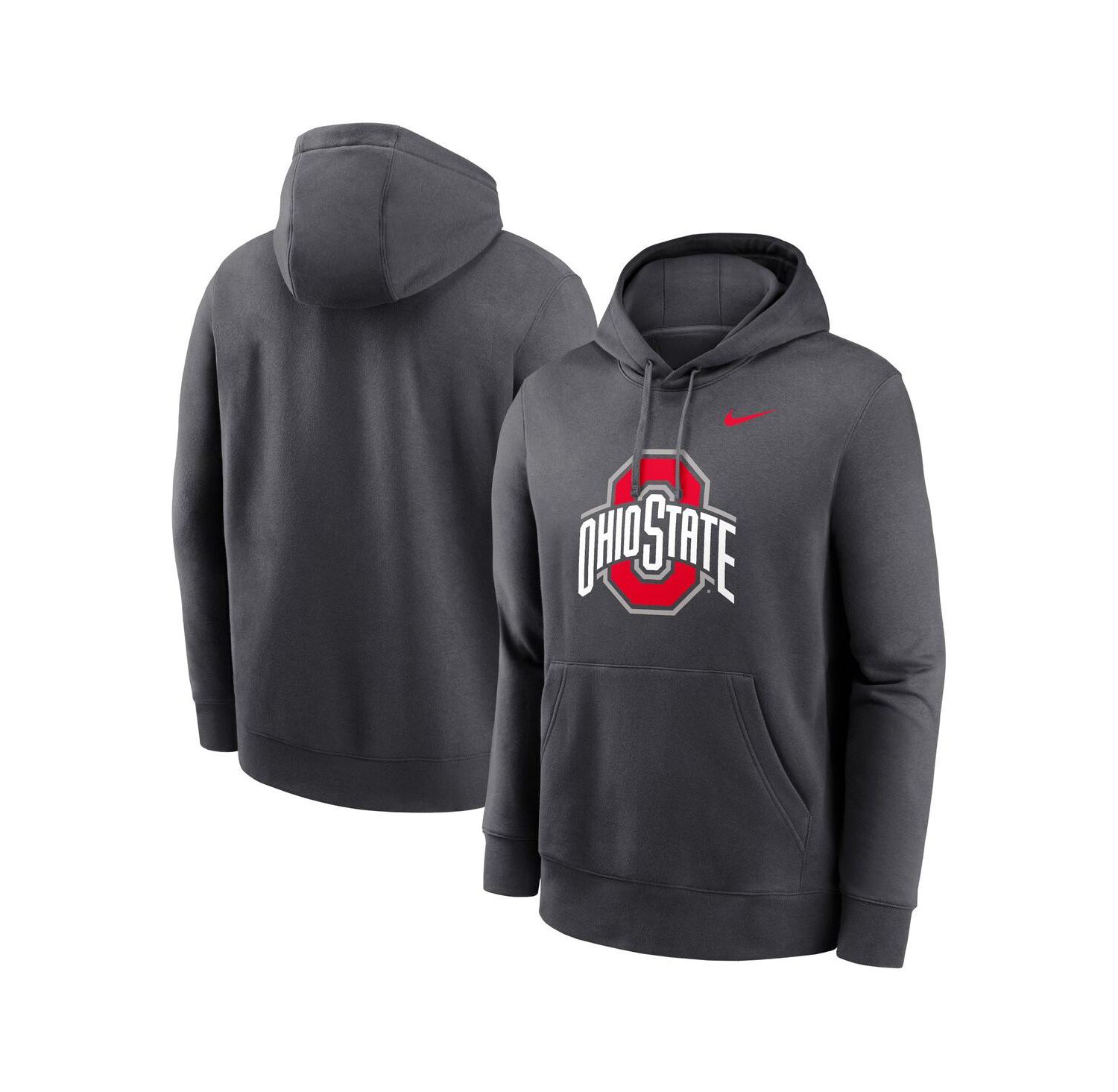 Men's Anthracite Ohio State Buckeyes Primetime Evergreen Club Fleece Pullover Hoodie