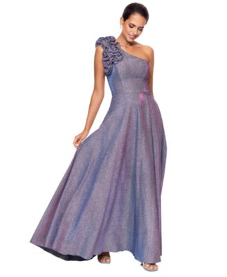 シンデレラ XSCAPE Women's Embellished-One-Shoulder Glitter Ball Gown