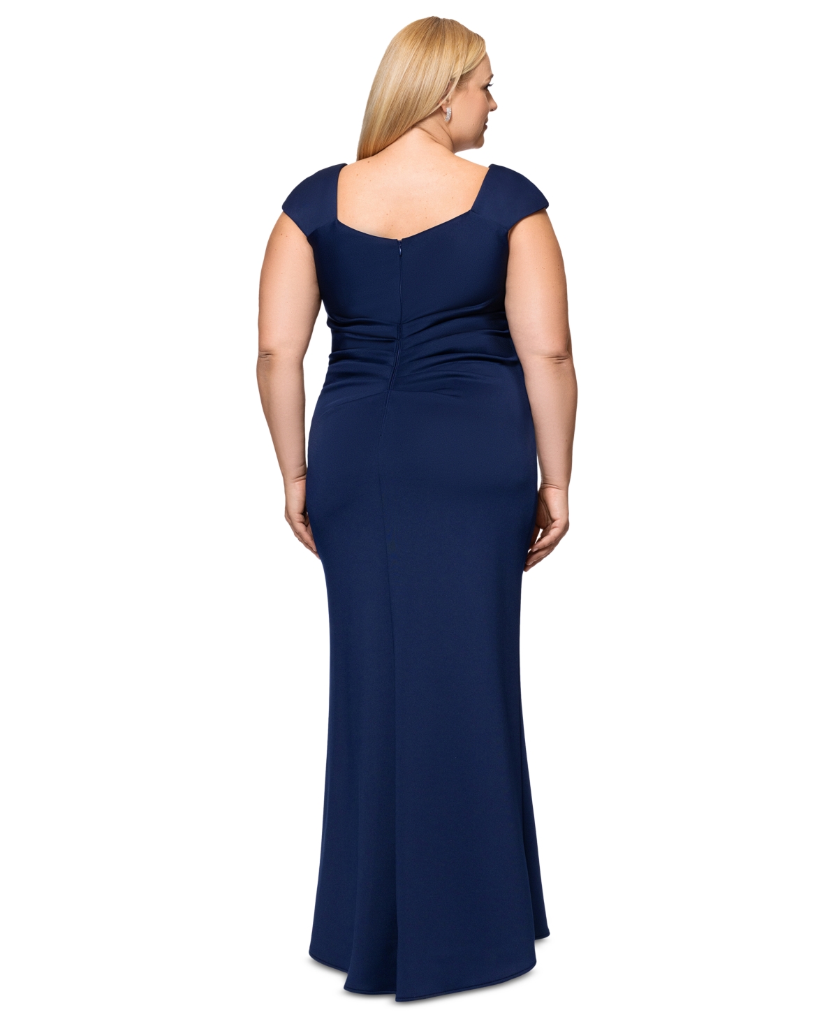 Xscape Plus Size Asymmetric Evening Gown In Midnight