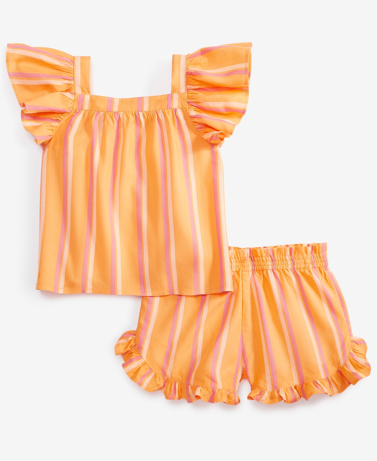 Epic Threads Toddler Girl Stripe Woven Short Set, Exclusively At Macy's In My Marigol