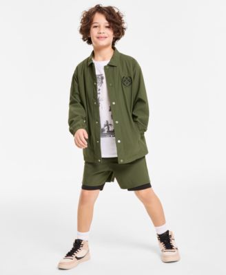 Macy's Epic Threads Little Big Boys Pickleball Club Coach Jacket Los Angeles Graphic T Shirt Layered Look S In Seaweed