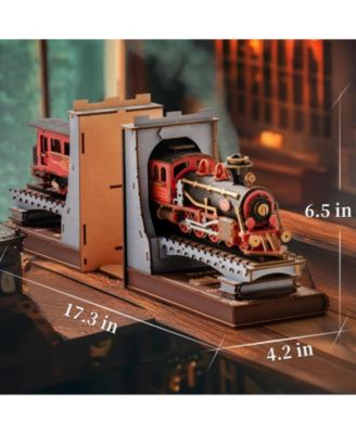 3D Puzzles for Adults DIY Book Nook Kit Decorative Bookends 6.5" Model Building Kit Crafts for Adults Gifts, Red, 12.36"9.09"1.57"