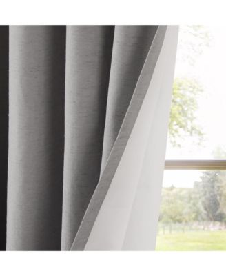 Linen Blend Total Blackout Grommet Curtains Pair, 52"X108"