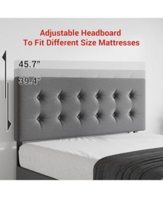 Full Size Bed Frame - 4 Storage Drawers, Adjustable Linen Headboard