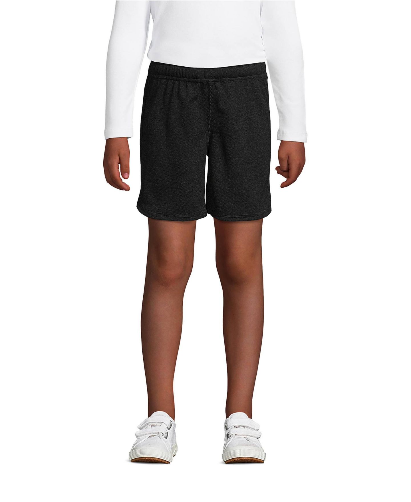 Шорты Lands' End Mesh Gym для девочек, цвет: Чёрный — фото 1